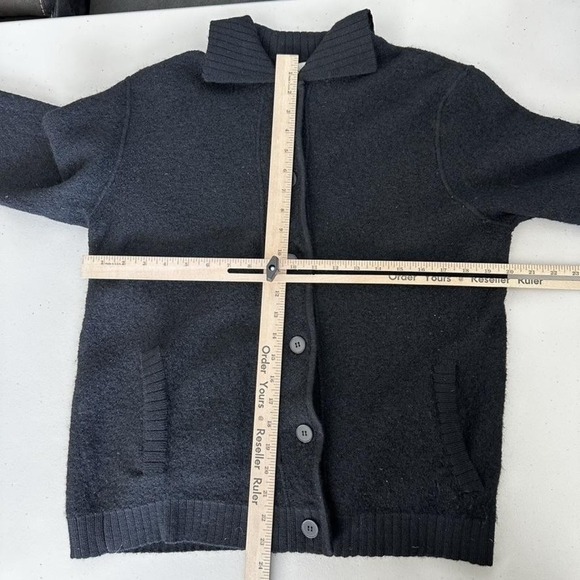 Evan Picone Sweater Womens Medium‎ Black 100% Wool Button Up Cardigan Australia - Picture 7 of 10